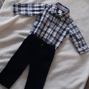 Carter's shirt and corduroy navy pants, 9 months